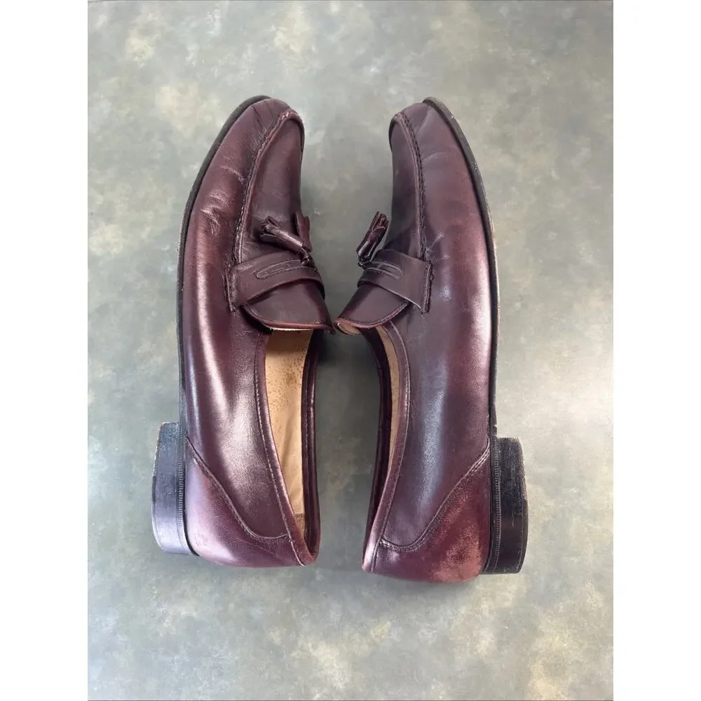 Vintage Belvedere Firenze Italy Leather Tassel Loafers Men’s 11N As Is Brown 90s